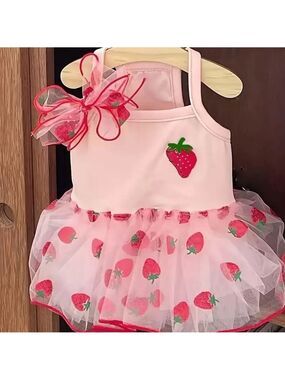 Pink Strawberry Tutu Dog Dress XL